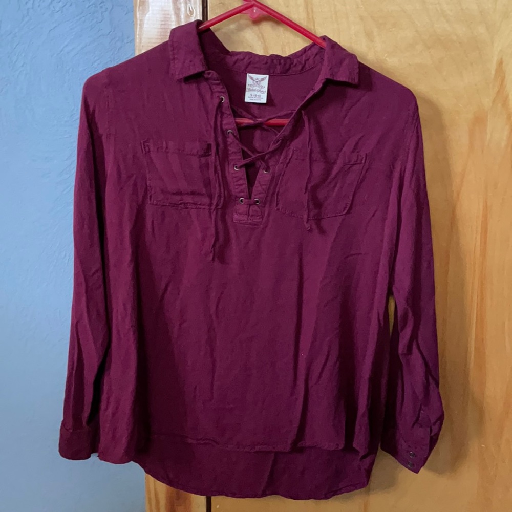 Collard lace up shirt